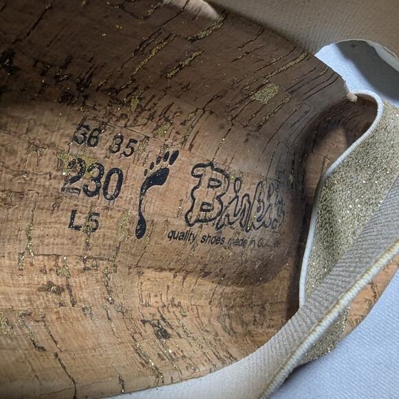 Birkenstock Birki's Gold Glitter Double Strap Cork Footbed Slide Sandals 36 5 N - Picture 4 of 6